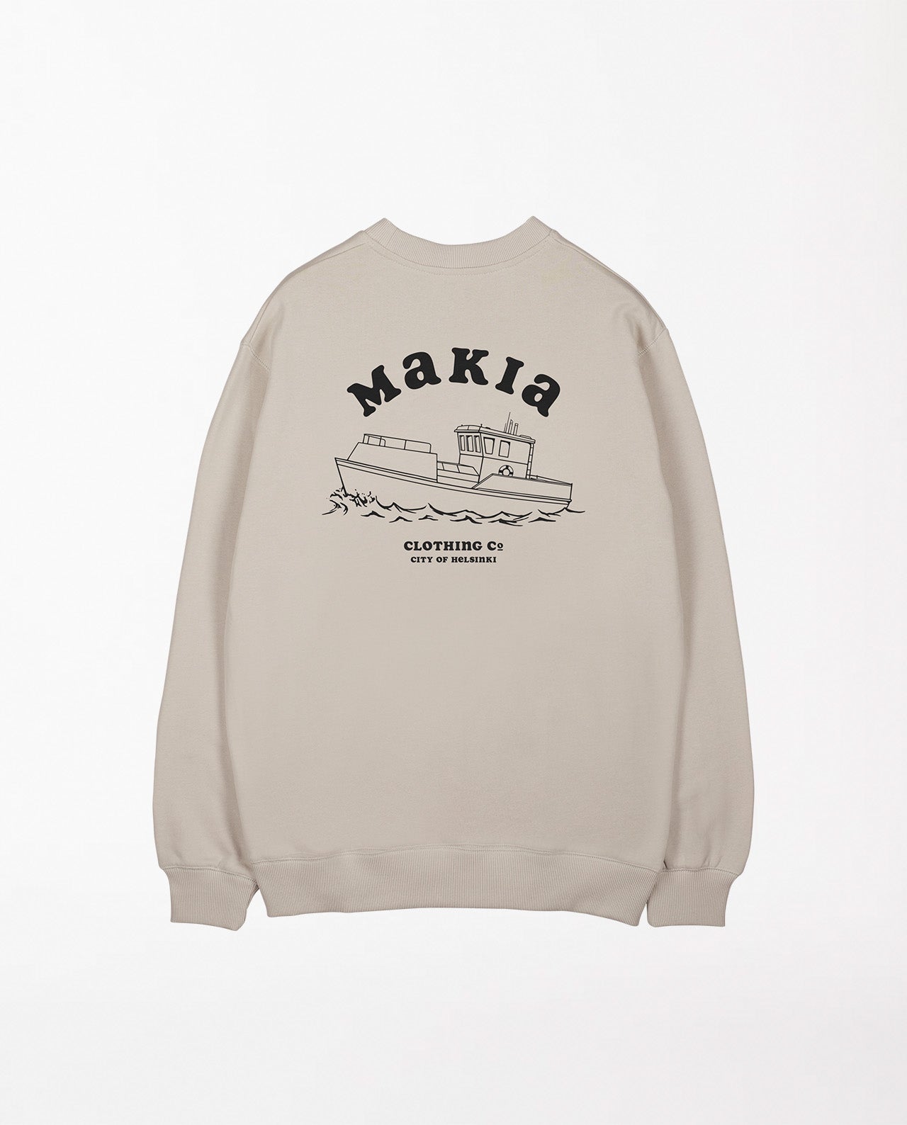marché commun makia clothing sweatshirt coton biologique impime boat ecru