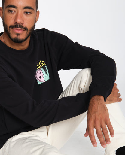 marché commun makia clothing t-shirt manches longues coton biologique noir imprimé