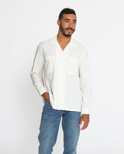 marché commun noyoco chemise blanche homme coton upcyclé col requin éco-responsable fabriquée en Europe