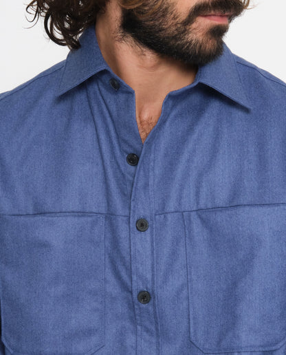marche commun noyoco chemise ottawa laine vierge eco-responsable bleue