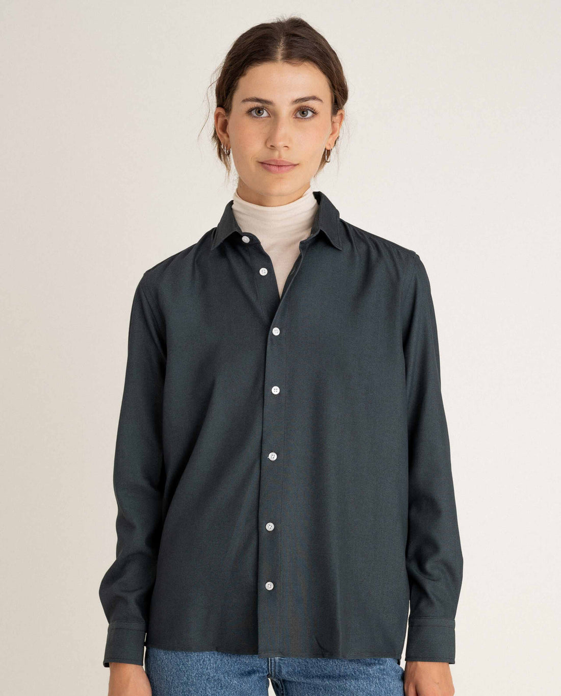 marché commun noyoco chemise fluide femme viscose upcyclée vert émeraude 