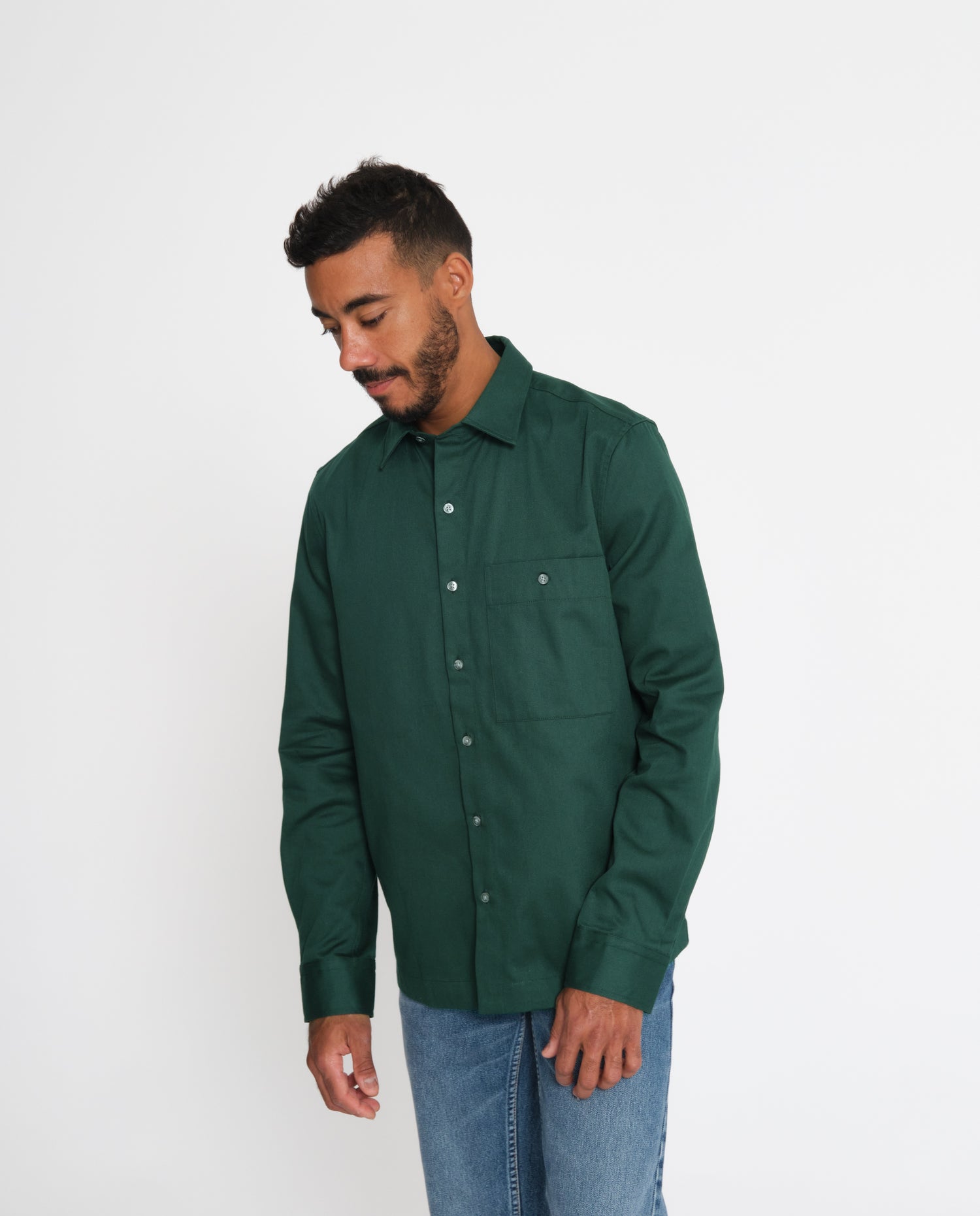 marché commun noyoco chemise homme coton biologique éco-responsable fabriquée en Europe rayée vert jade