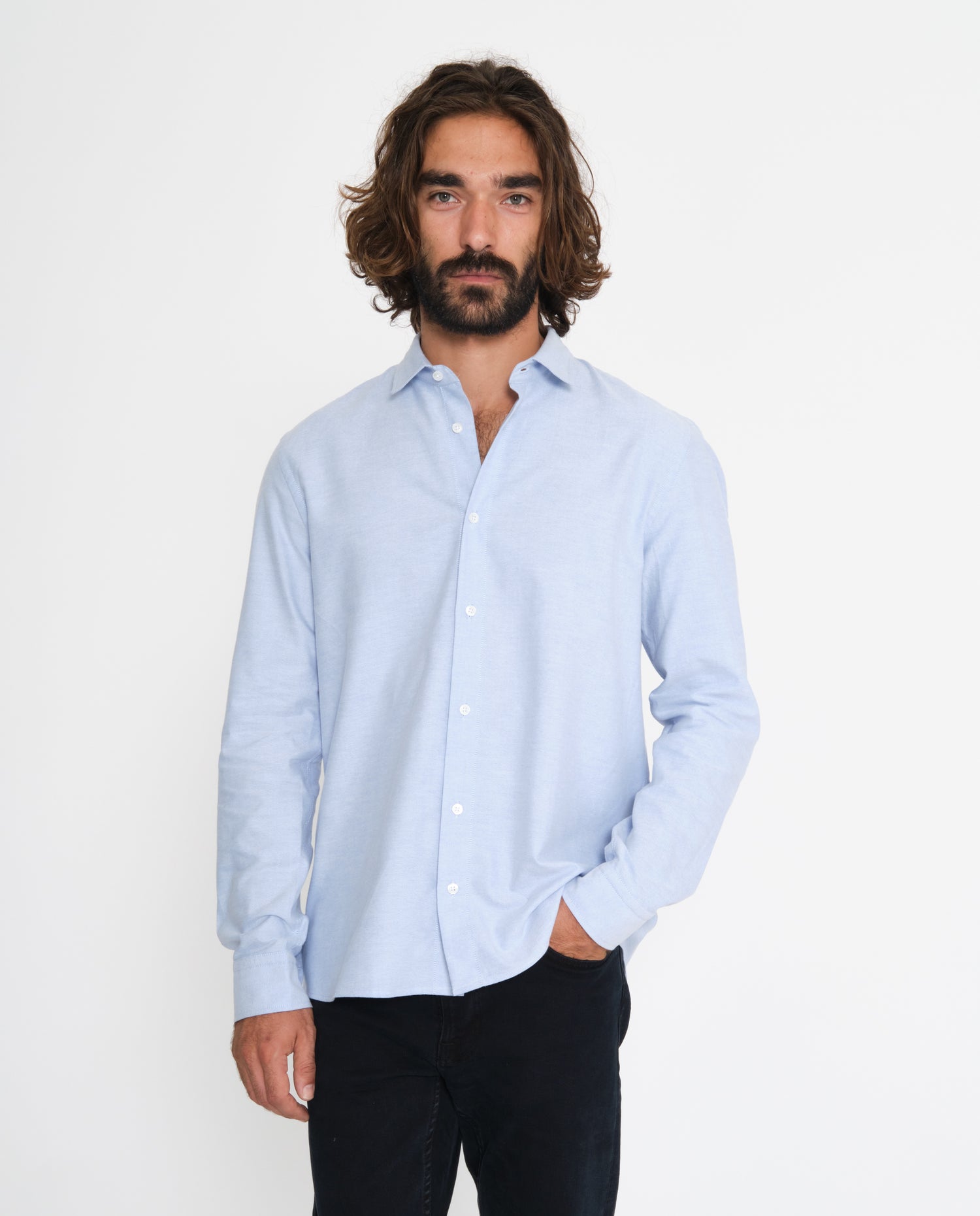 marché commun noyoco chemise ontario sky blue oxford coton biologique