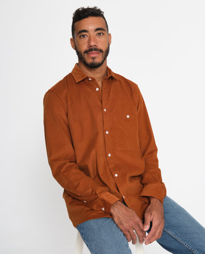 marché commun noyoco chemise curtis éco-responsable coton biologique orange caramel