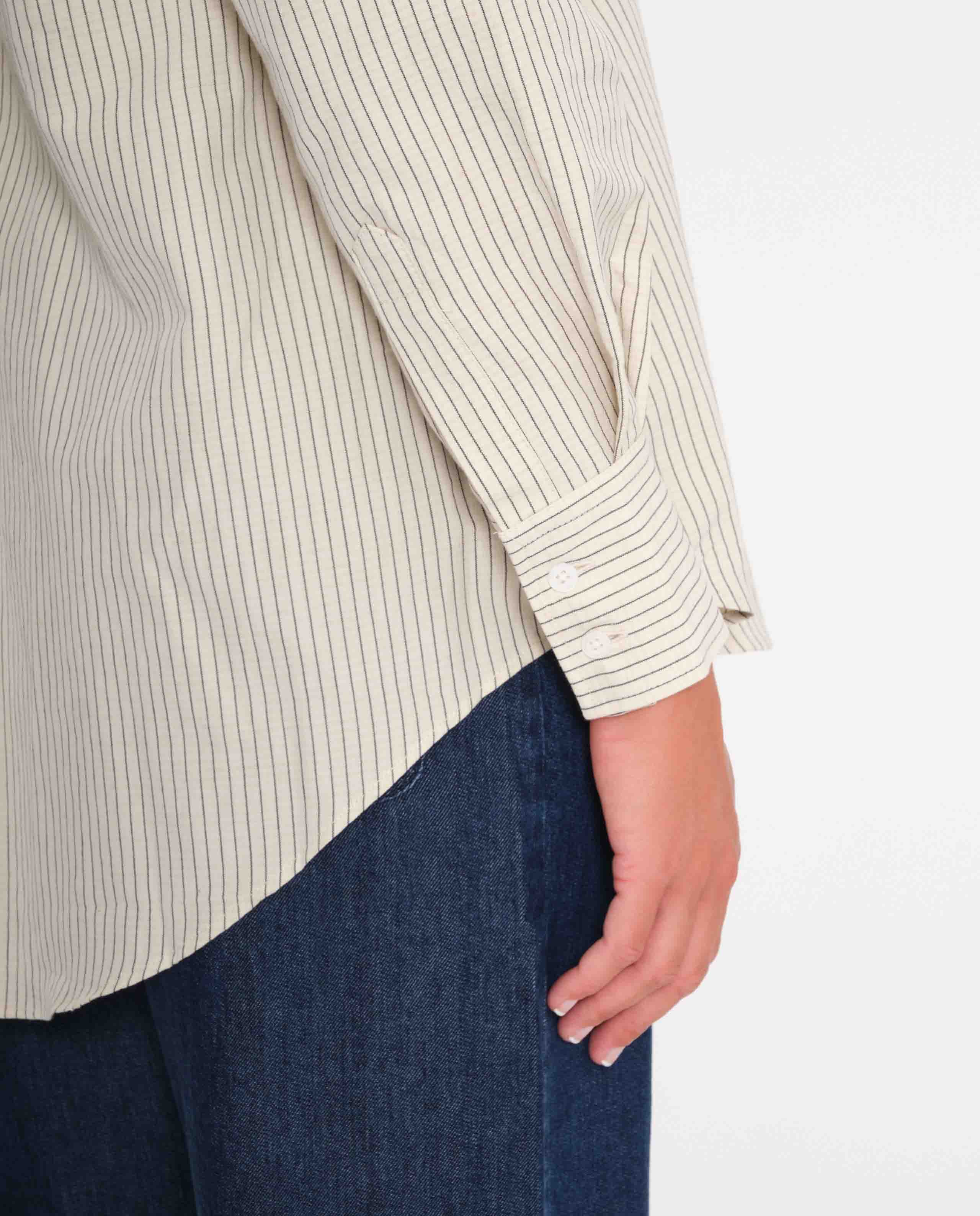 marché commun noyoco femme chemise bastia coton biologique et lin écru rayée