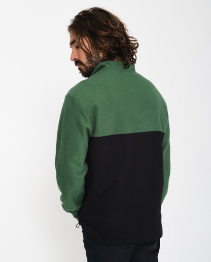 marché commun rotholz sweatshirt zippé polaire coton biologique bicolore noir vert