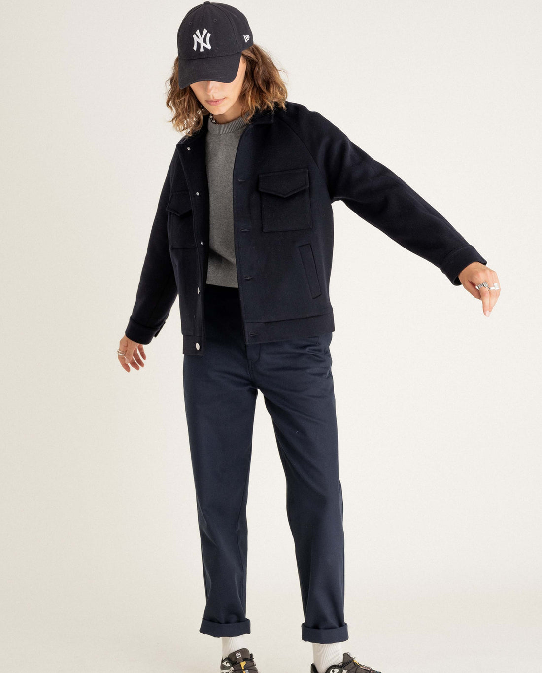 marché commun noyoco veste palma femme laine upcyclée bleu marine