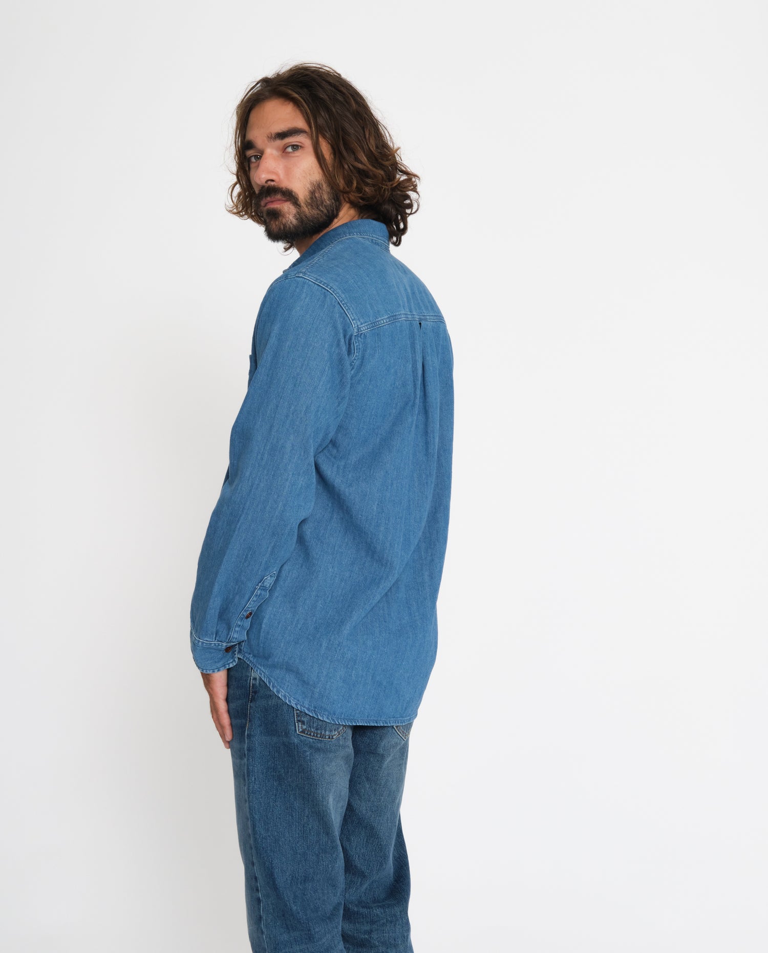 marché commun nudie jeans chemise denim coton biologique bleue éco responsable éthique homme