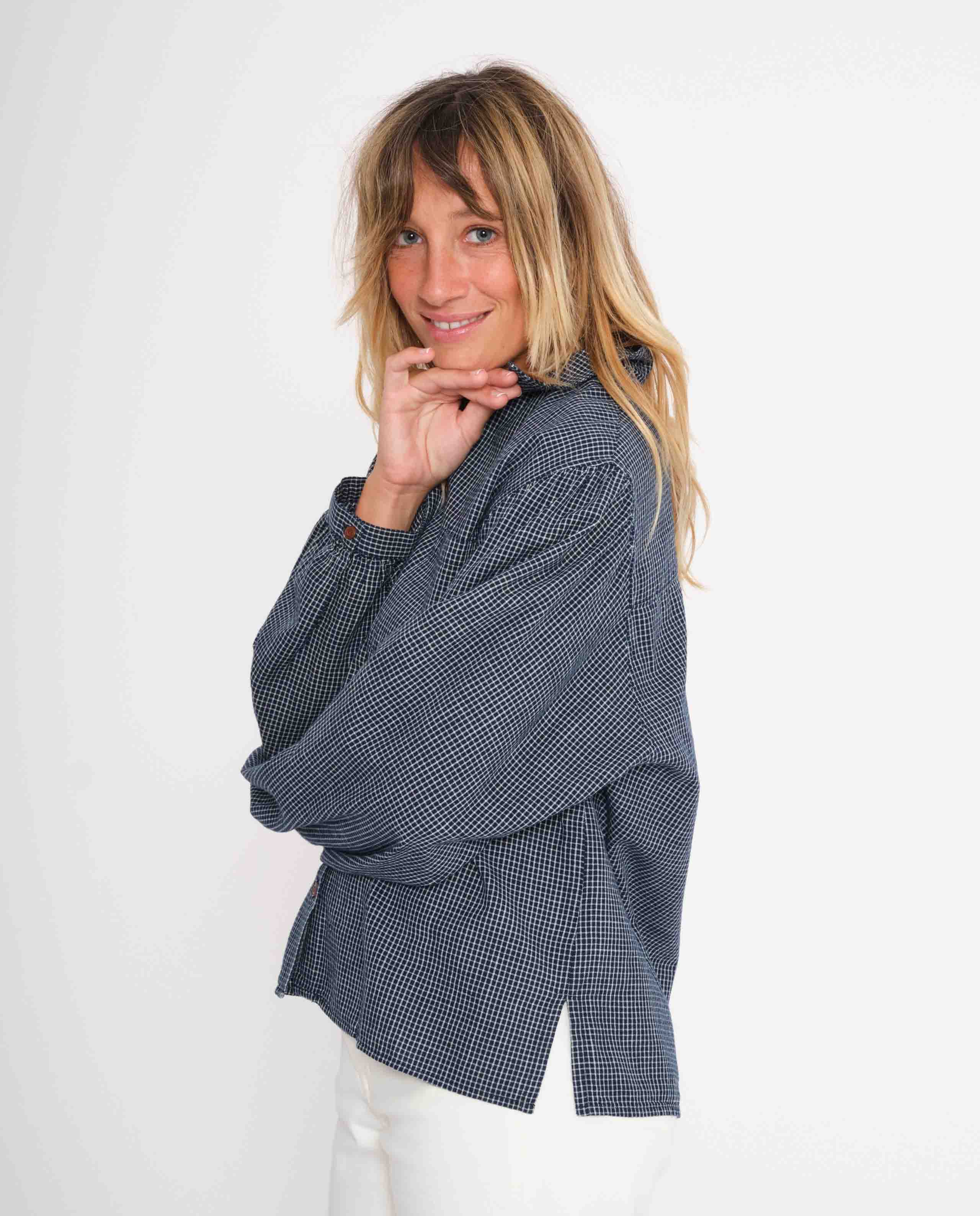 Blouse à 2025 carreaux femme