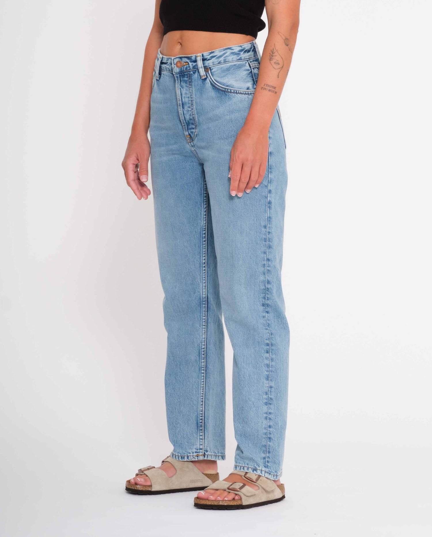 marché commun nudie jeans femme jean coton biologique lofty lo light vintage bleu clair