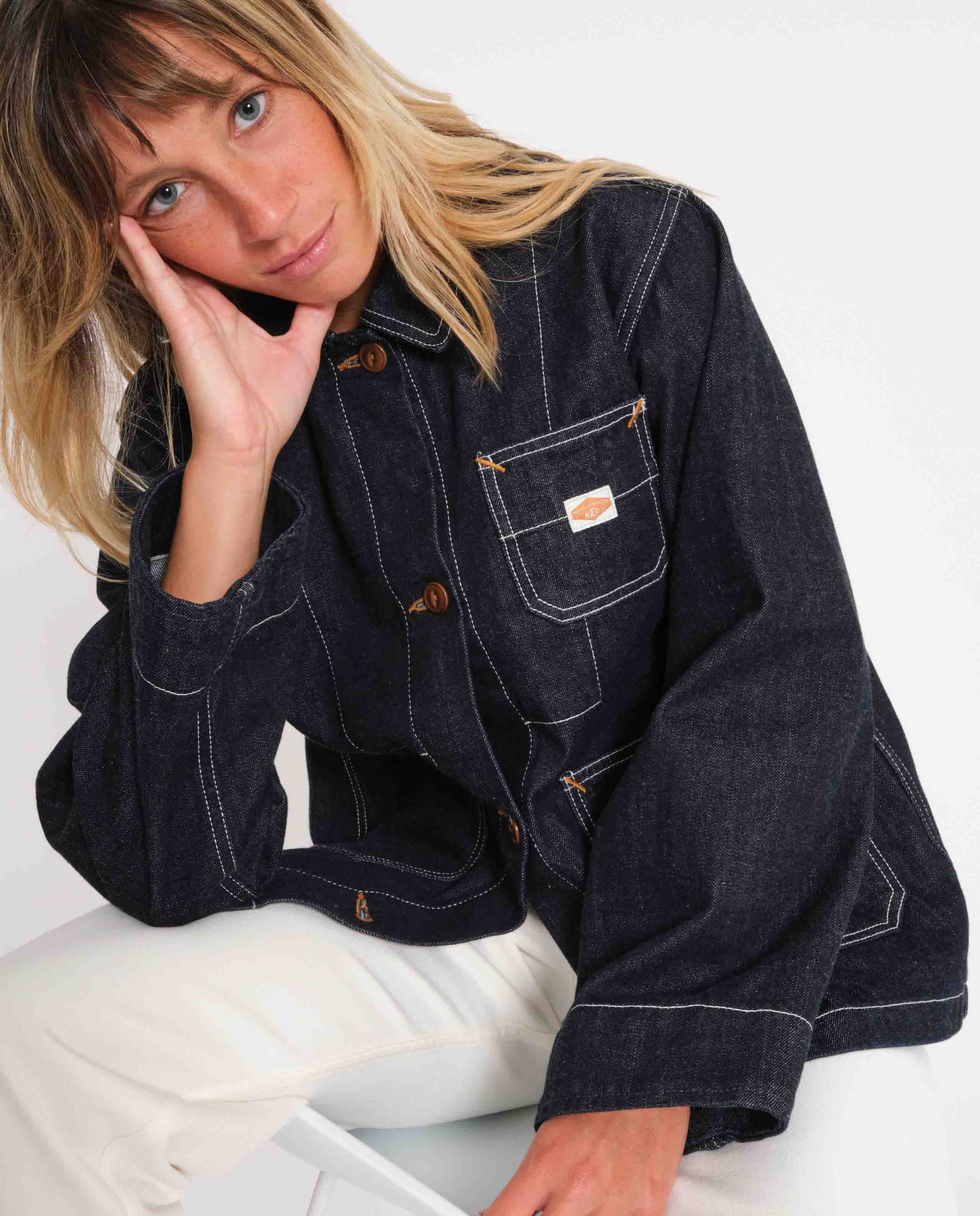 marché commun nudie jeans veste travail denim femme coton biologique éco-responsable
