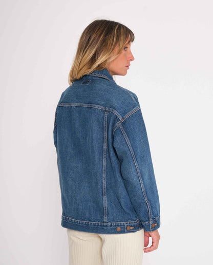 marché commun nudie jeans femme veste en jean denim biologique éco-responsable bleu