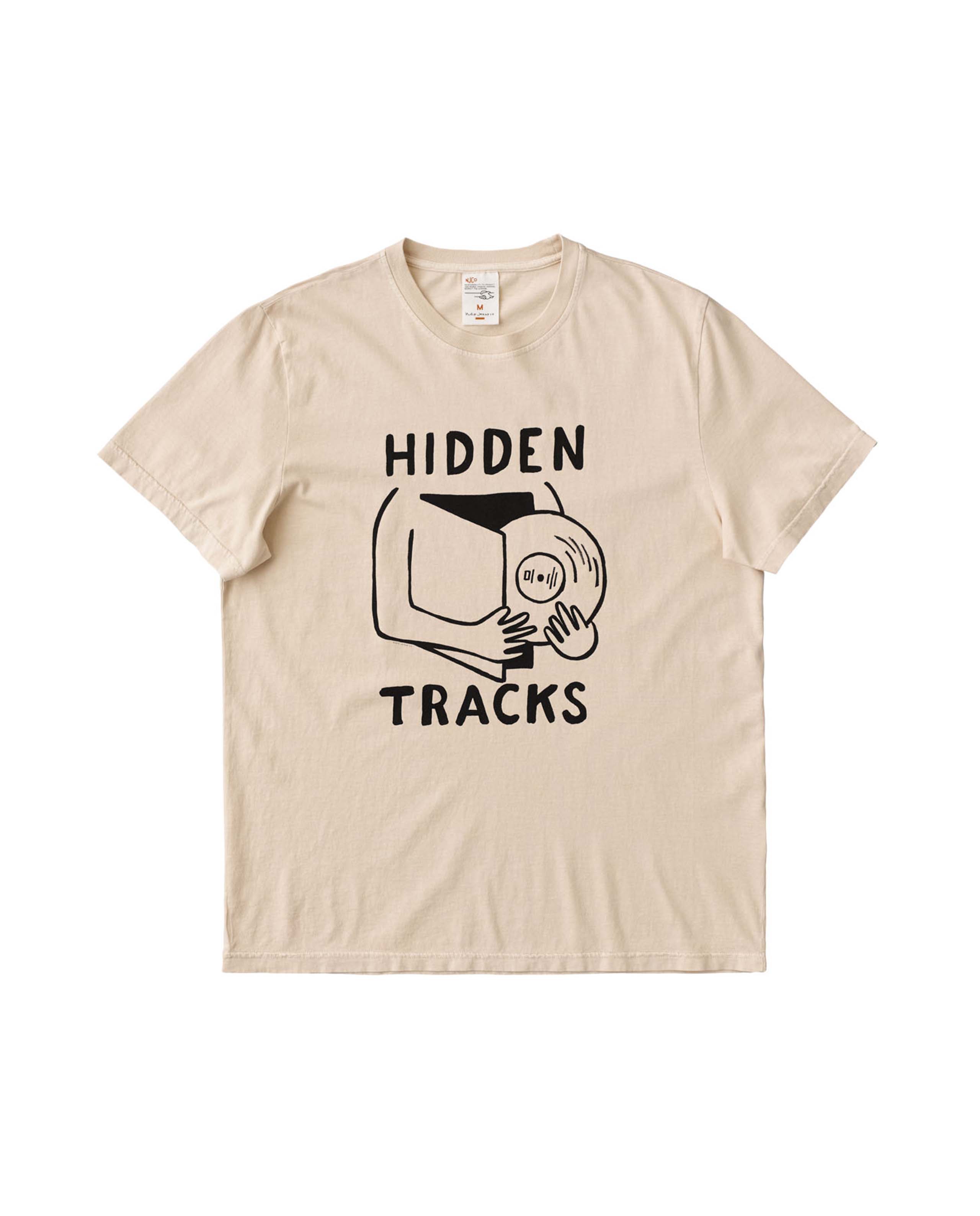 marché commun nudie jean homme t-shirt manches courtes coton biologique beige imprimé hidden tracks