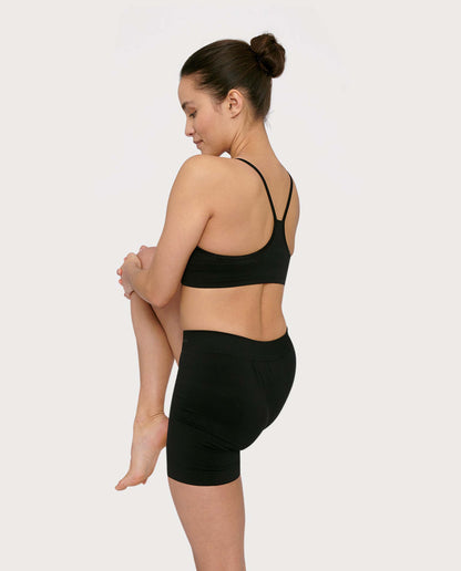 marché commun organic basics short sport yoga femme recyclé noir