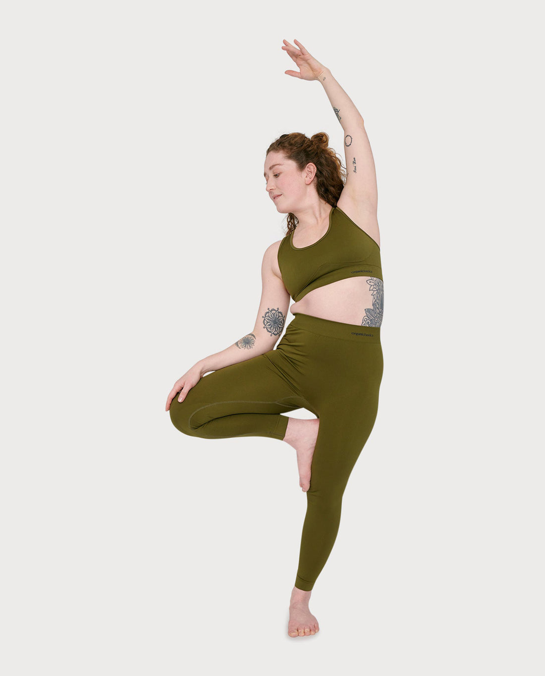 marché commun organic basics legging sport yoga femme recyclé vert olive