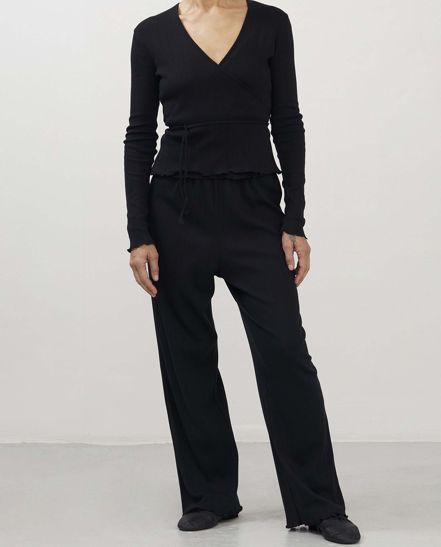 marché commun organic basics pantalon pointelle coton biologique homewear loungewear femme noir