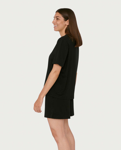 marché commun organic basics femme t-shirt tencel naturel manches courtes noir