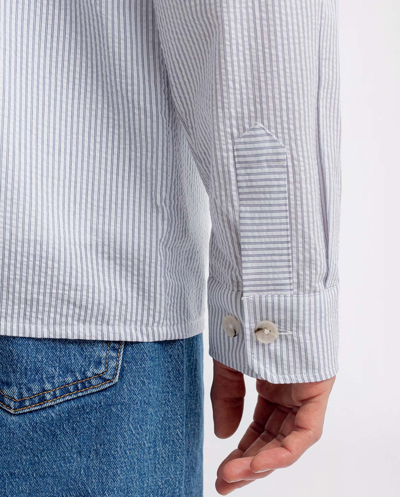 Chemise col officier coton bio et lin PIERRELIN bleu marine made in France Chemise col officier coton bio et lin PIERRELIN bleu marine made in France