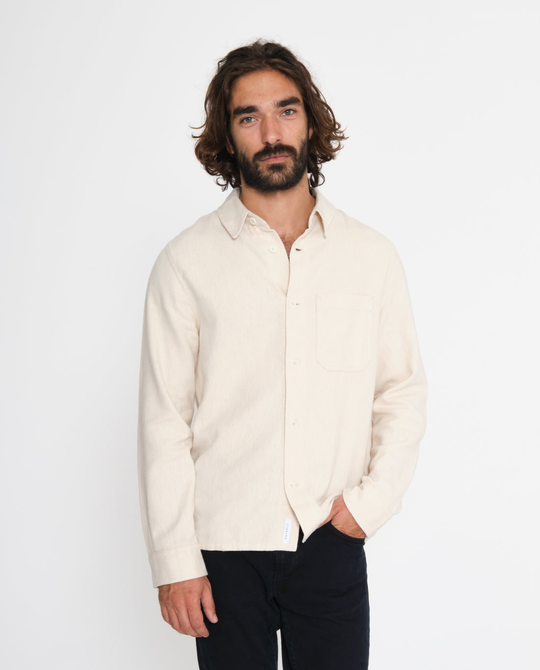 marché commun rotholz chemise flanelle homme coton biologique éco-responsable blanc crème