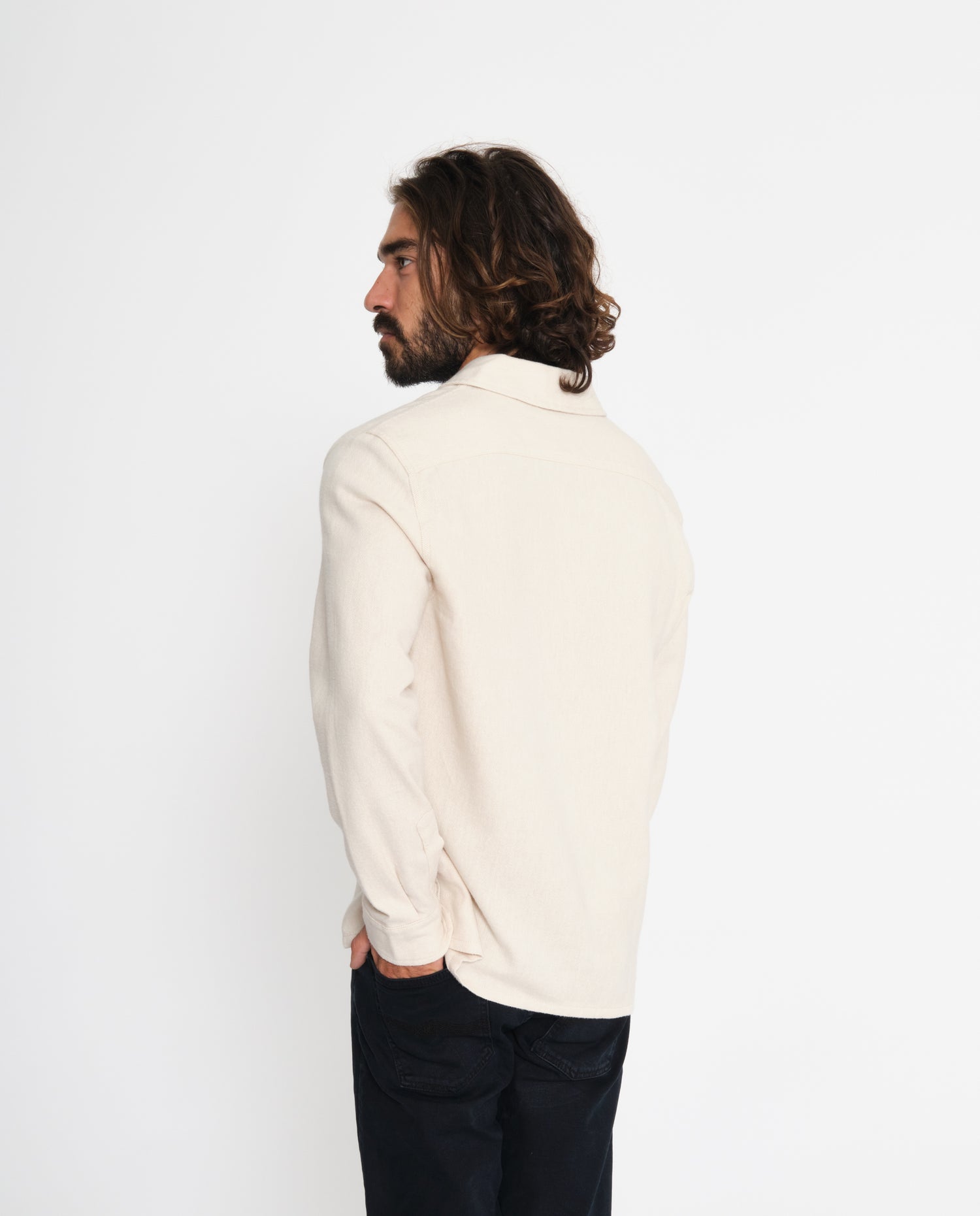 marché commun rotholz chemise flanelle homme coton biologique éco-responsable blanc crème