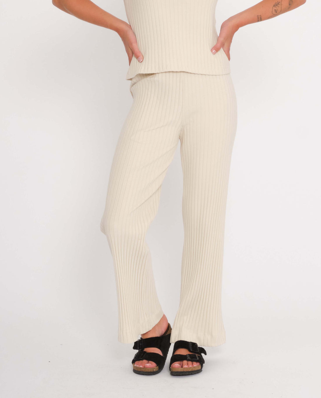 marché commun rotholz pantalon femme loungewear coton biologique côtelé crème
