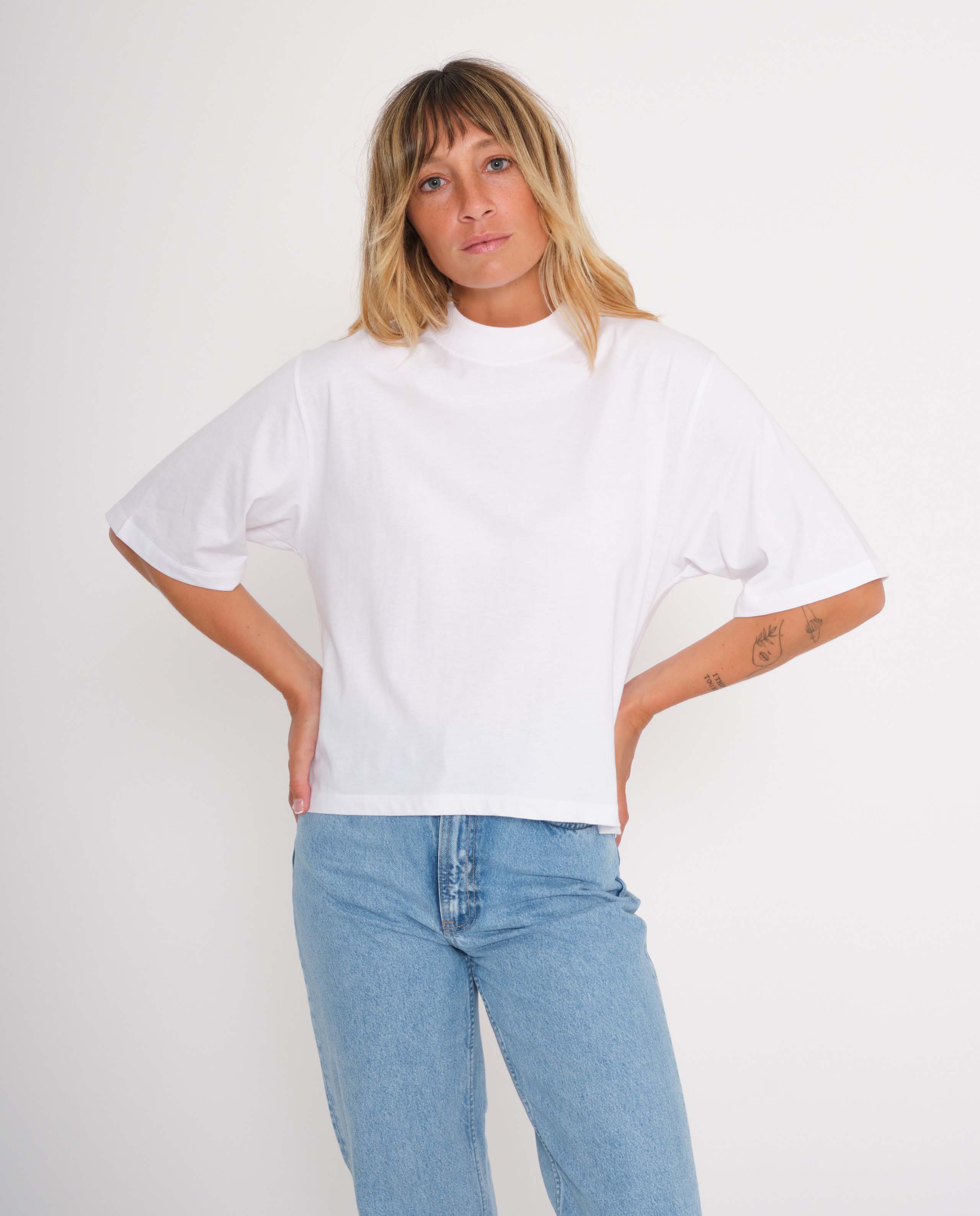 marché commun rotholz femme t-shirt coton biologique court blanc