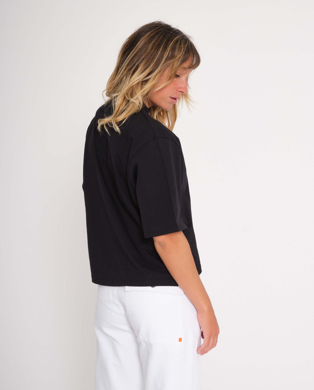 marché commun rotholz femme t-shirt coton biologique court noir