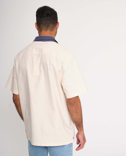 marché commun rotholz homme chemise manches courtes bowling coton biologique écru