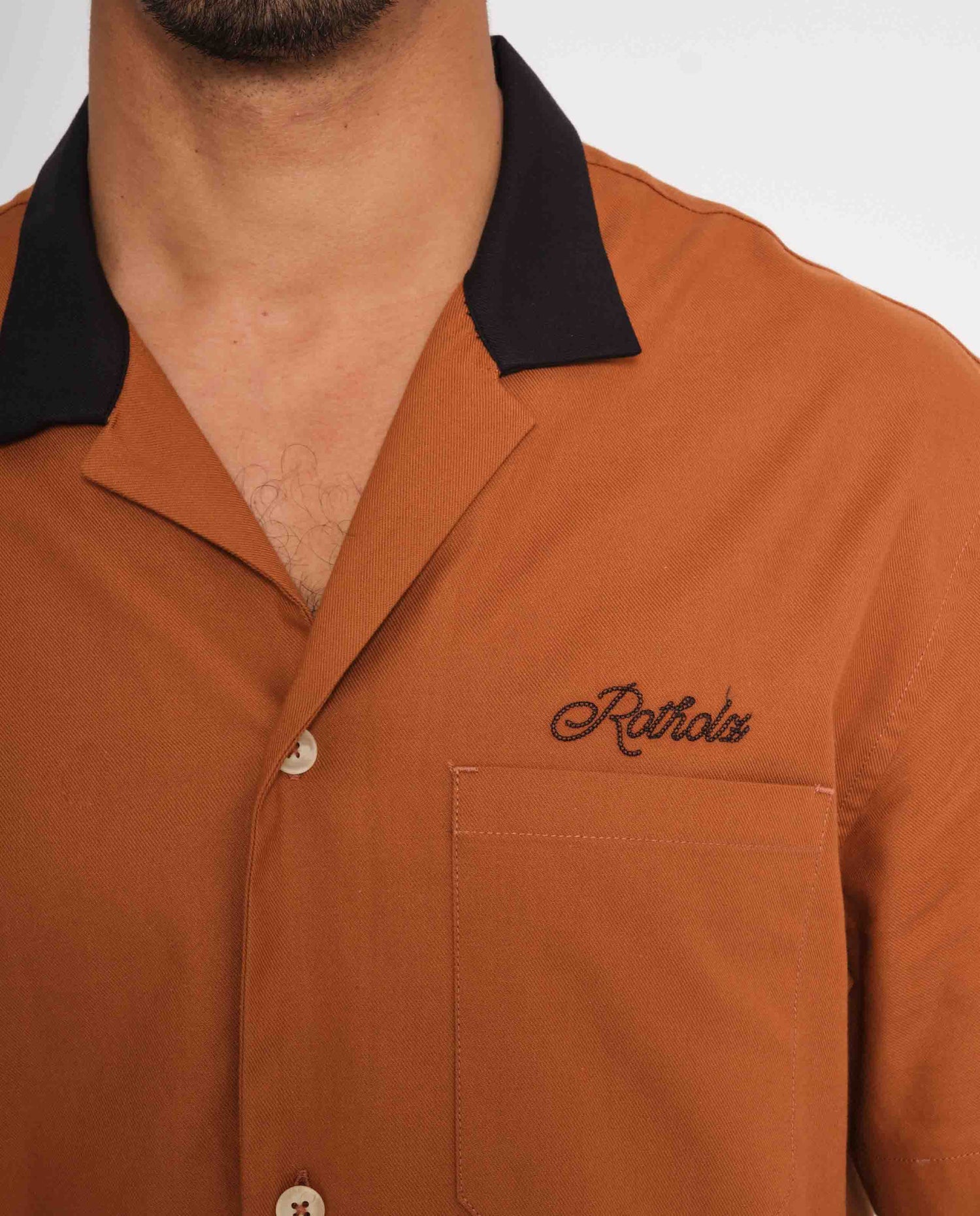 marché commun rotholz homme chemise manches courtes bowling coton biologique terradotta