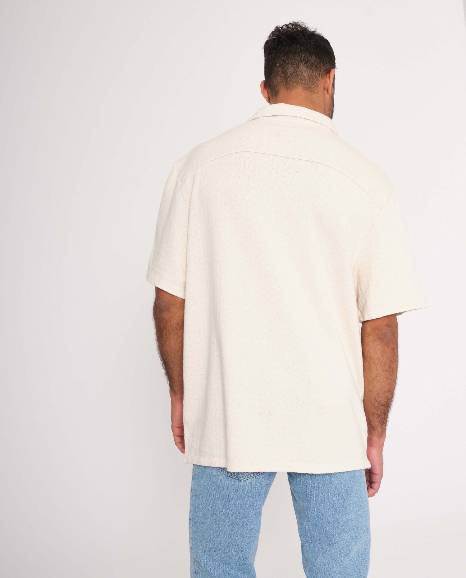 marché commun rotholz homme chemise manches courtes bowling coton biologique maille écru