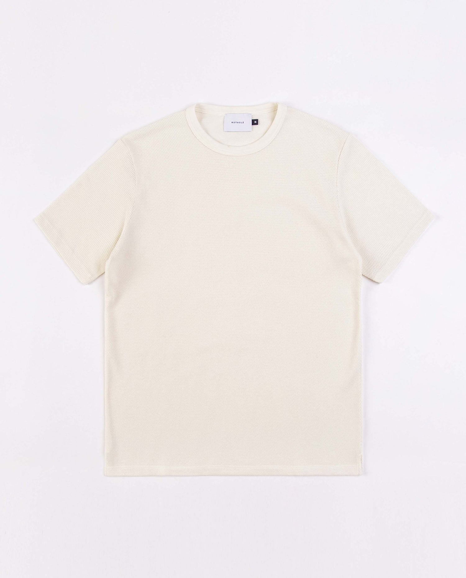 marché commun rotholz t-shirt homme manches courtes coton biologique gaufré écru