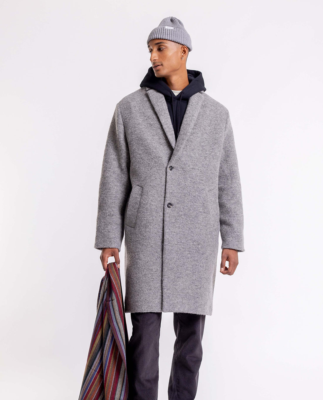 marché commun rotholz manteau homme laine et coton biologique gris chiné