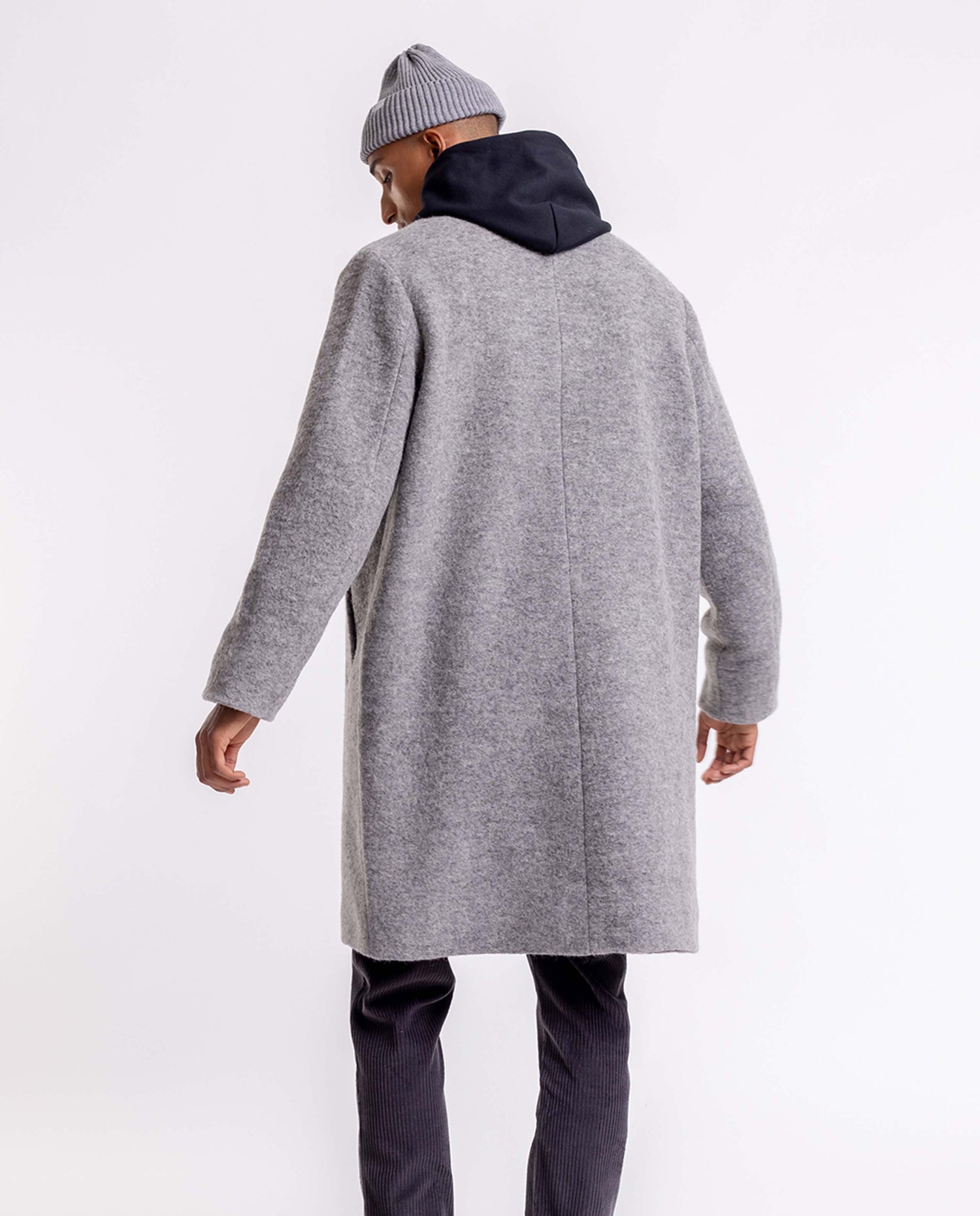 marché commun rotholz manteau homme laine et coton biologique gris chiné