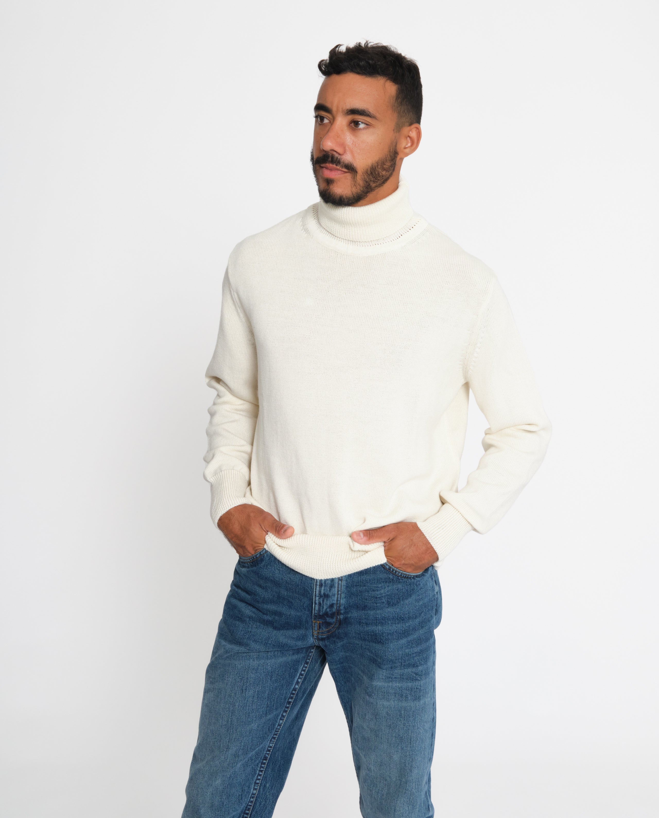 Pull col roulé homme best sale laine mérinos