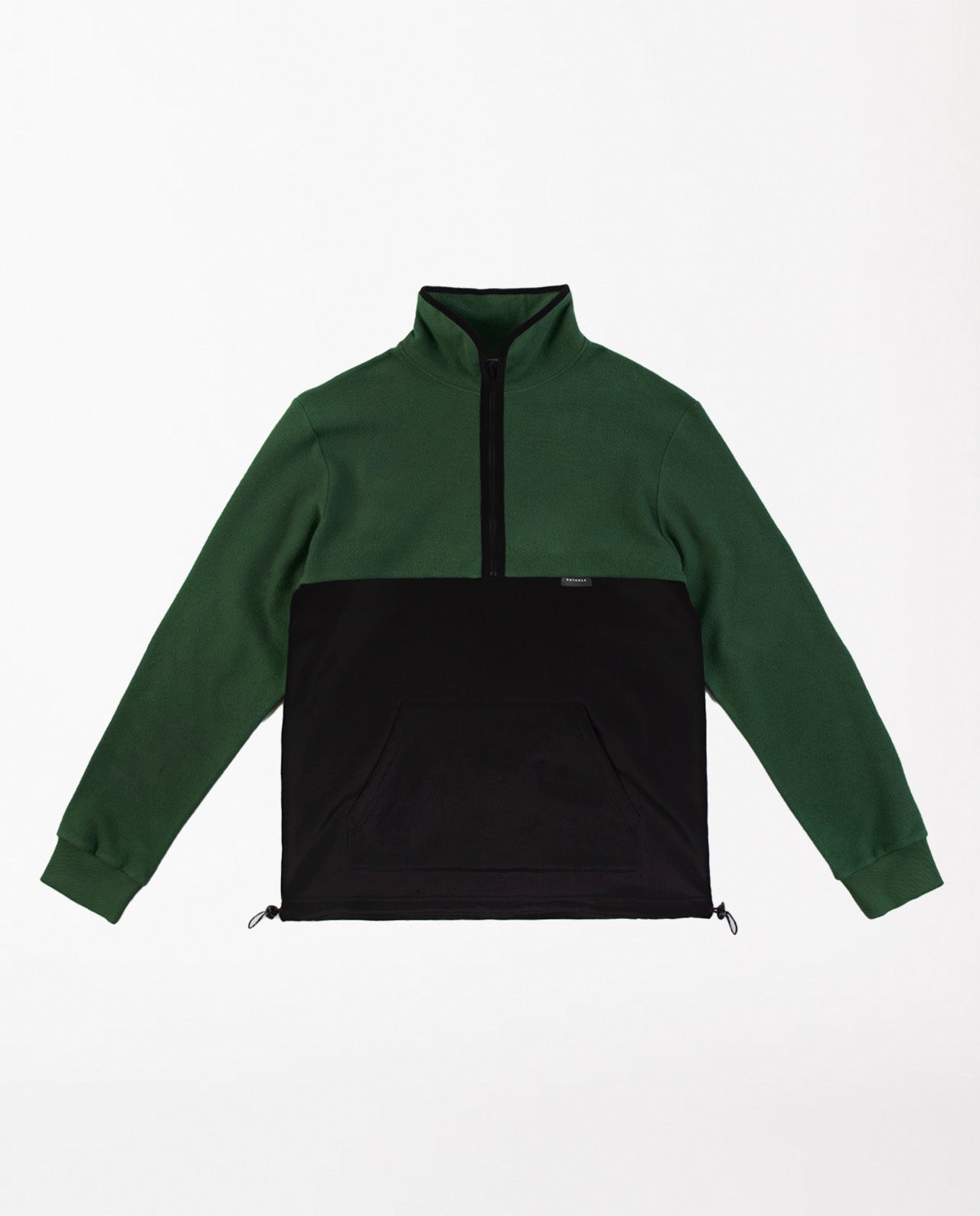 marché commun rotholz sweatshirt zippé polaire coton biologique bicolore noir vert