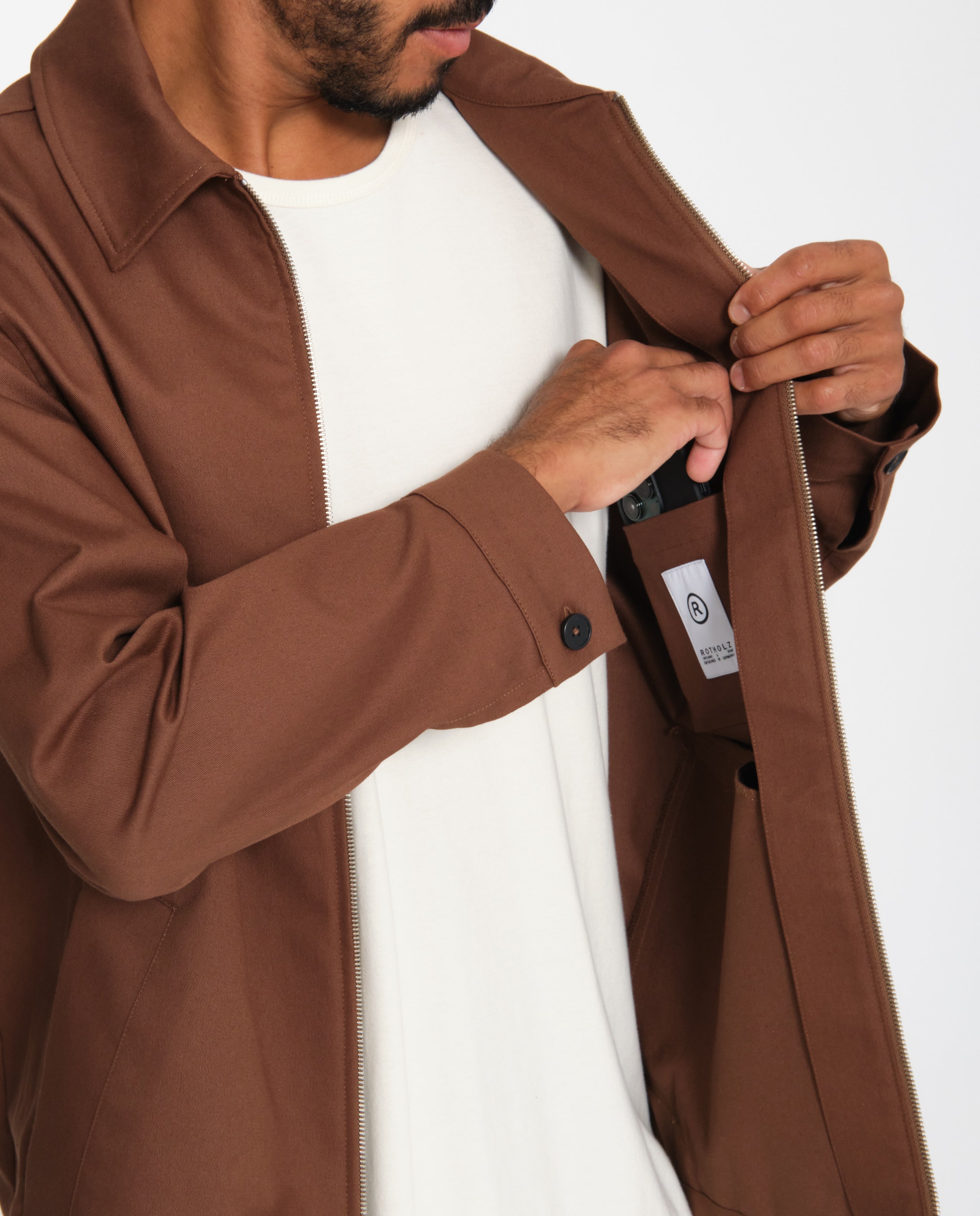 marché commun rotholz veste homme zippée coton biologique camel éthique