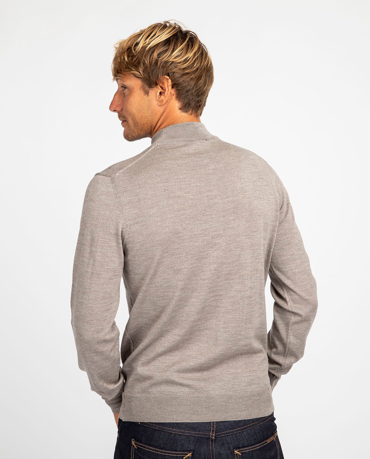 marché commun noyoco pull homme col cheminée laine mérinos éco-responsable éthique fabriqué en Europe gris