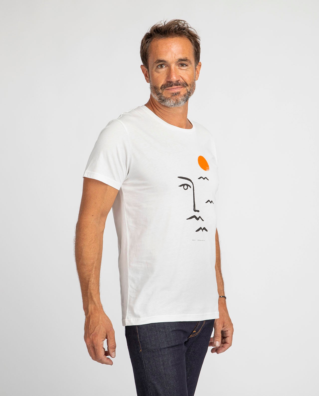 marché commun bask in the sun t-shirt homme imprimé artiste éco-responsable éthique coton biologique blanc