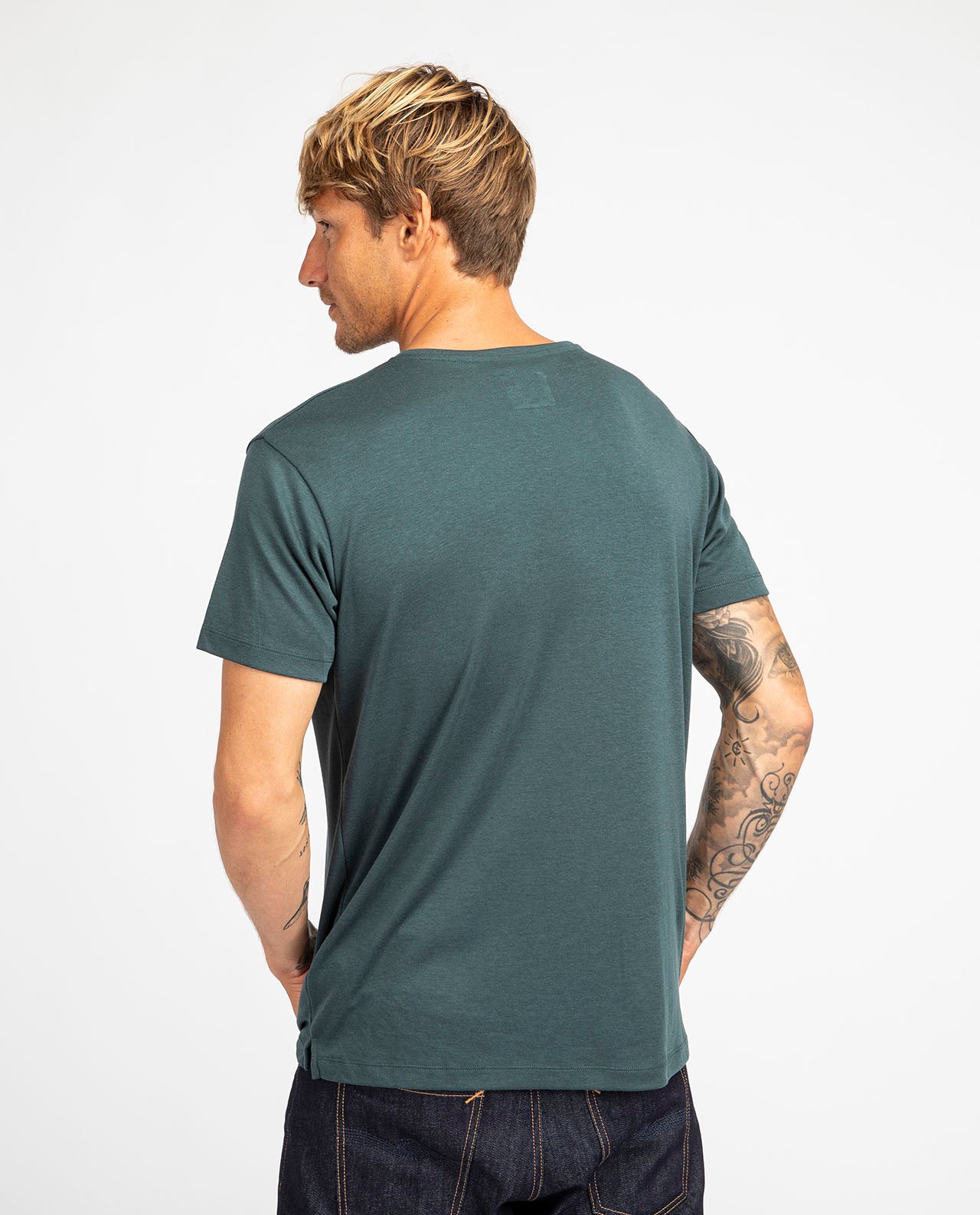 marché commun noyoco t-shirt homme manches courtes lyocell coton biologique éco-responsable éthique vert bouteille